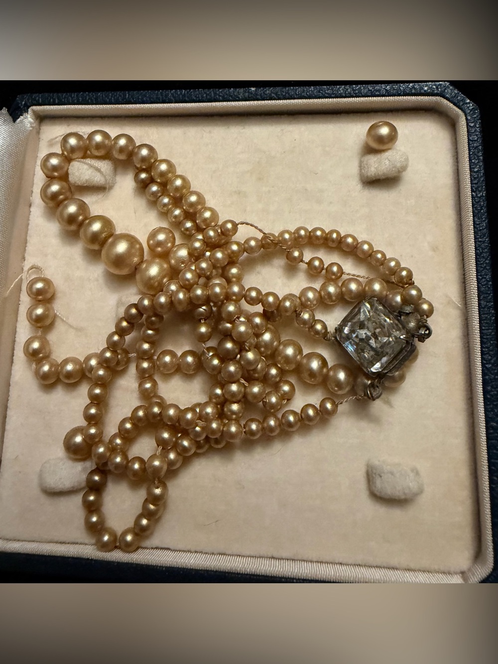VTG T.Y. Lee Hong Kong Sterling Clasp Cultured Pearl Necklace Box Repair
